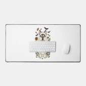 ハロウィーンシベリアのハスキーの花 デスクマット (キーボード&マウス)