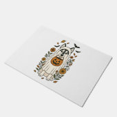 ハロウィーンシベリアのハスキーの花 ドアマット (アングル)