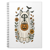 ハロウィーンシベリアのハスキーの花 ノートブック (正面)