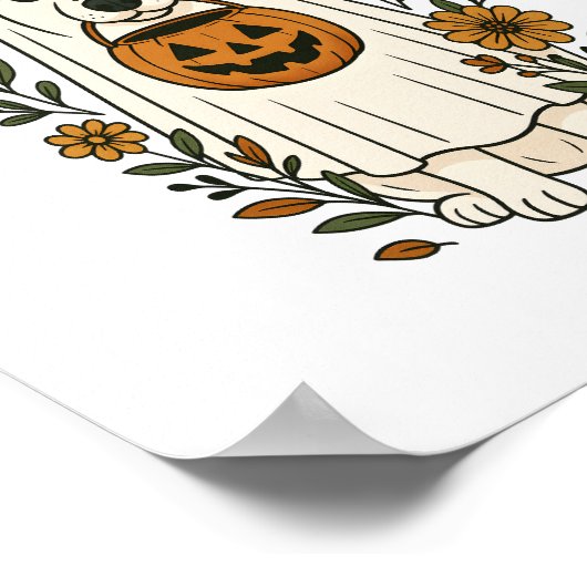 ハロウィーンシベリアのハスキーの花 ポスター (角)