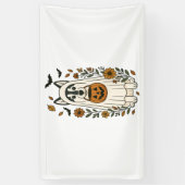 ハロウィーンシベリアのハスキーの花 横断幕 (縦)