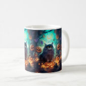 ハロウィーンシベリア猫カボチャ怖い コーヒーマグカップ (正面右)