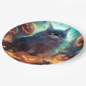 ハロウィーンシベリア猫カボチャ怖い ペーパープレート (アングル)