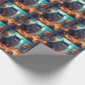 ハロウィーンシベリア猫カボチャ怖い ラッピングペーパー (角)