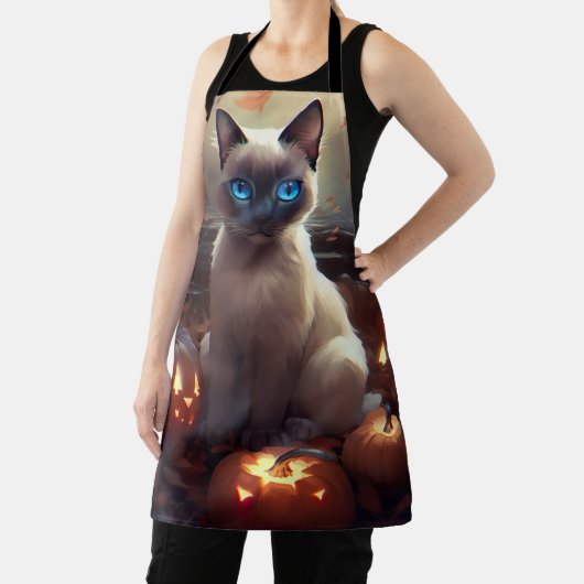 ハロウィーンシャム猫カボチャ怖い エプロン (インサイチュ)