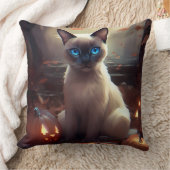 ハロウィーンシャム猫カボチャ怖い クッション (ブランケット)