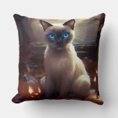 ハロウィーンシャム猫カボチャ怖い クッション (正面)