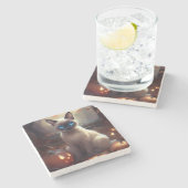 ハロウィーンシャム猫カボチャ怖い ストーンコースター (横)