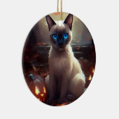 ハロウィーンシャム猫カボチャ怖い セラミックオーナメント (右)