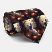ハロウィーンシャム猫カボチャ怖い ネクタイ (ロール)