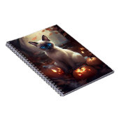 ハロウィーンシャム猫カボチャ怖い ノートブック (右側)