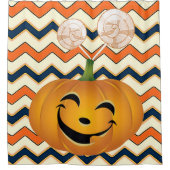 ハロウィーンシャワーカーテン、カボチャ シャワーカーテン (正面)