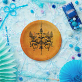 ハロウィーンシャンデリアブラックアンドオレンジ紙プレート ペーパープレート (パーティー)