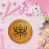 ハロウィーンシャンデリアブラックアンドオレンジ紙プレート ペーパープレート (パーティー)