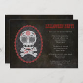 ハロウィーンシュガースカルデイオブザデッドパーティー招待状 招待状 (正面/裏面)