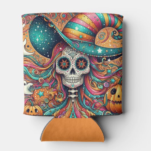 ハロウィーンシュガースカル、幽霊、カボチャ 缶クーラー (裏面)