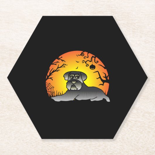 ハロウィーンシュナウザードッグ恋人Tシャツ ペーパーコースター (正面)