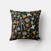 ハロウィーンシンボルヴィンテージシームレス背景 クッション (裏面)