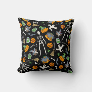 ハロウィーンシンボルヴィンテージシームレス背景 クッション