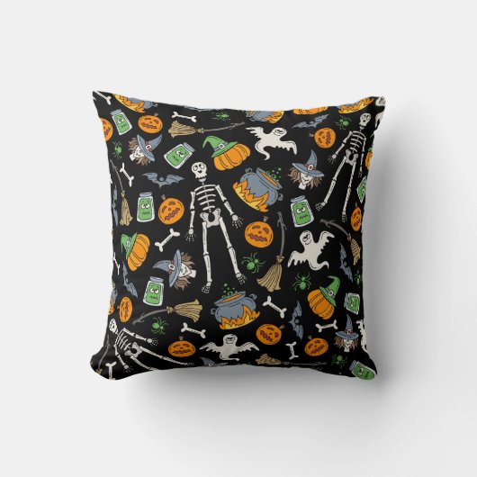 ハロウィーンシンボルヴィンテージシームレス背景 クッション (正面)