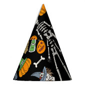 ハロウィーンシンボルヴィンテージシームレス背景 パーティーハット (左)