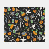 ハロウィーンシンボルヴィンテージシームレス背景 フリースブランケット (正面(横))