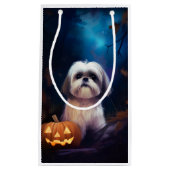ハロウィーンシーズー(犬)ズカボチャ怖い スモールペーパーバッグ (正面)
