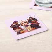 ハロウィーンシーズー(犬)ズドッグス スクエアペーパーコースター (アングル)