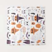 ハロウィーンシームレスパタ不気味ープ&おもしろい タペストリー (正面(横))