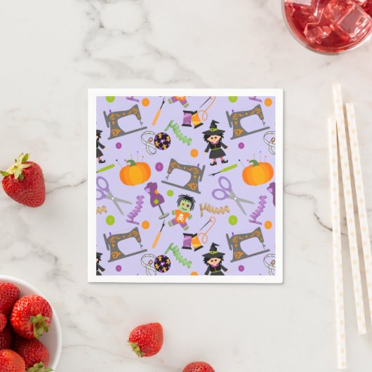 ハロウィーンシームレス裁縫概念 スタンダードカクテルナプキン (インサイチュ)