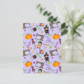 ハロウィーンシームレス裁縫概念 ポストカード (スタンド正面)