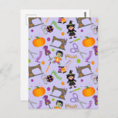 ハロウィーンシームレス裁縫概念 ポストカード (正面/裏面)