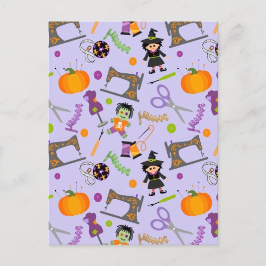 ハロウィーンシームレス裁縫概念 ポストカード (正面)