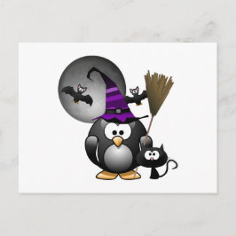 ハロウィーンシーンが楽しめる可愛いウィッチーペンギン ポストカード