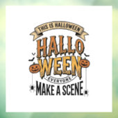 ハロウィーンシーンTシャツ ビンテージ風 彫刻 かぼちゃ デ ウィンドウサイン (シート3)