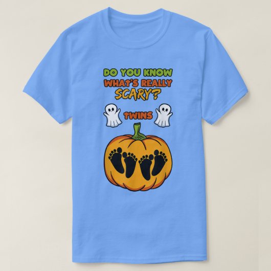 ハロウィーンジェンダーが双子ベビーシャワーパーティーを明かす Tシャツ (デザイン正面)