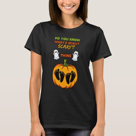 ハロウィーンジェンダーが双子ベビーシャワーパーティーを明かす Tシャツ (正面)
