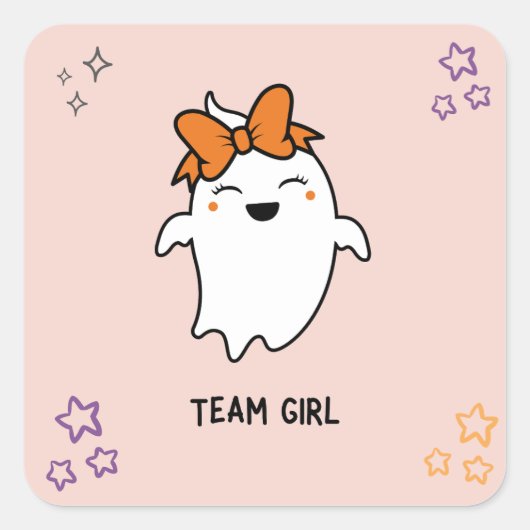 ハロウィーンジェンダーのリビールガール幽霊投票ステッカー スクエアシール (正面)