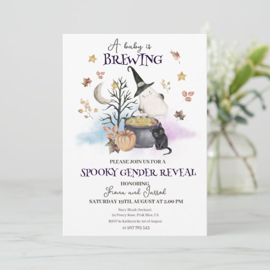 ハロウィーンジェンダーのリビールベビーは醸造されている 招待状 (スタンド正面)