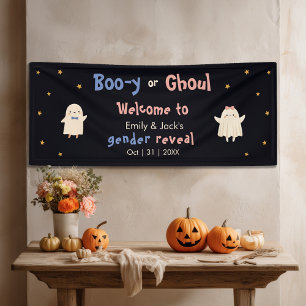ハロウィーンジェンダーのリビールボーイまたは女の子幽霊へようこそ 横断幕