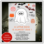 ハロウィーンジェンダーのリビール招待かわいい幽霊 招待状