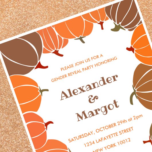 ハロウィーンジェンダーのリビール招待状秋カボチャ 招待状