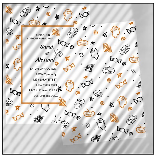 ハロウィーンジェンダーのリビール招待状10月幽霊 招待状