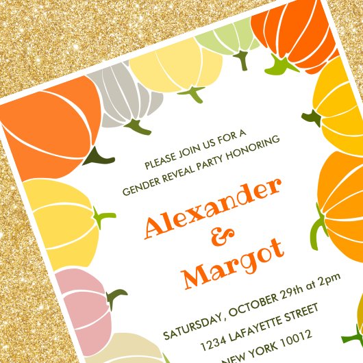 ハロウィーンジェンダー明らかにする招待状カボチャ秋 招待状