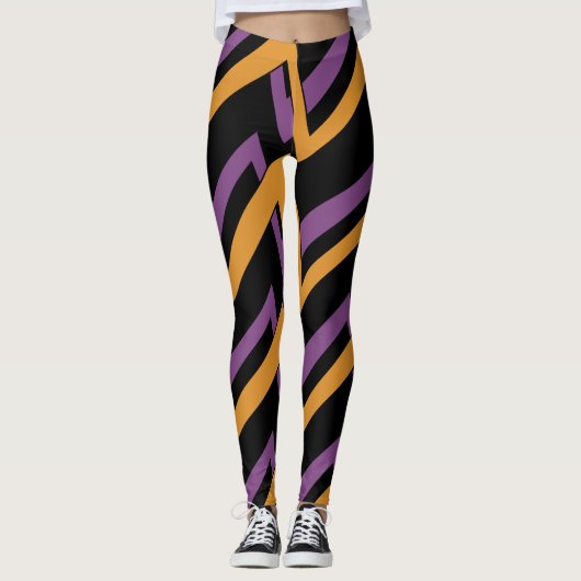 ハロウィーンジグザグオレンジパープルレギンス レギンス (正面)