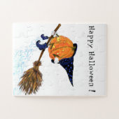 ハロウィーンジグソーパズルウィッチパンプキンブ飛んでいるロム ジグソーパズル (横)