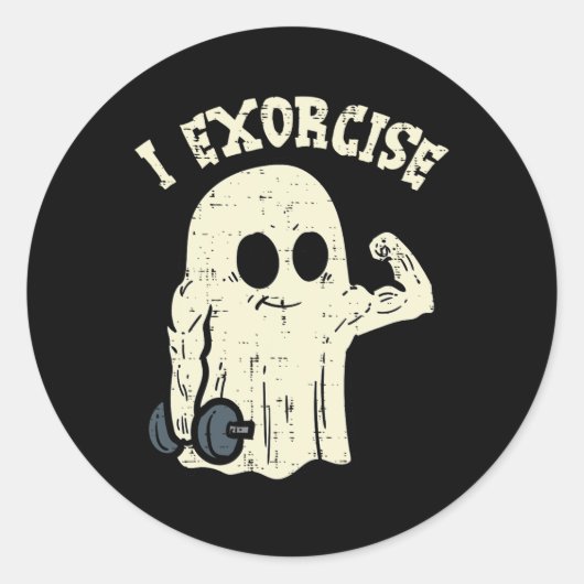 ハロウィーンジム幽霊Iエクソライズおもしろいトレーニング衣装 ラウンドシール (正面)