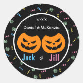 ハロウィーンジャックまたはジルOランタンジェンダーの暴露 ラウンドシール (正面)