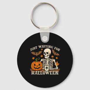 ハロウィーンジャックまたはランタンスケレットを待っている キーホルダー