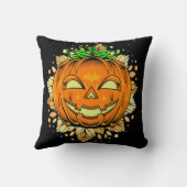 ハロウィーンジャックオールタンカボチャ不気味ンブラック クッション (裏面)